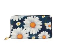 PPTHSNVB Portefeuille pour femme avec fermeture éclair et motif Tour Eiffel - Grande capacité - Avec fermeture éclair - Pour voyage, Motif marguerites., Taille unique, Classique