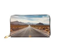 PPTHSNVB Portefeuille pour femme avec fermeture éclair et motif Tour Eiffel - Grande capacité - Avec fermeture éclair - Pour voyage, Autoroute du paysage du désert, Taille unique, Classique