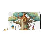 PPTHSNVB Portefeuille pour femme avec fermeture éclair et motif Tour Eiffel - Grande capacité - Avec fermeture éclair - Pour voyage, Arbre de fée mignon, Taille unique, Classique