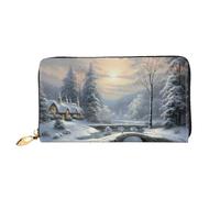 PPTHSNVB Portefeuille pour femme avec fermeture éclair et porte-cartes de crédit Motif scène de neige d'hiver, Scène de neige d'hiver, Taille unique, Classique