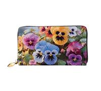 PPTHSNVB Portefeuille pour femme avec fermeture éclair et porte-cartes de crédit Motif scène de neige d'hiver, Fleurs de pensées, Taille unique, Classique