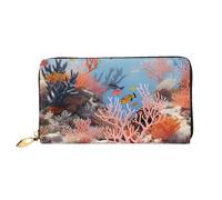 PPTHSNVB Portefeuille pour femme avec fermeture éclair et porte-cartes Motif chouette, Récif de corail, Taille unique, Classique