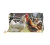 PPTHSNVB Portefeuille pour femme avec fermeture éclair et porte-cartes Motif léopard, Poules et ferme, Taille unique, Classique