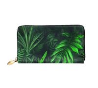 PPTHSNVB Portefeuille pour femme avec fermeture éclair - Grande capacité - Avec fermeture éclair - Motif jungle tropicale - Vert, Plante tropicale verte, Taille unique, Classique