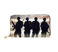 PPTHSNVB Portefeuille pour femme avec imprimé notes de musique - Grande capacité - Porte-cartes de crédit - Fermeture éclair - Pochette de voyage pour femme, Journée des forces armées américaines