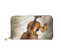 PPTHSNVB Portefeuille pour femme avec motif chat sous couverture - Grande capacité - Porte-cartes de crédit - Fermeture éclair - Pochette de voyage pour femme, Papillon et violoncelle, Taille unique