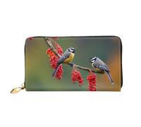 PPTHSNVB Portefeuille pour femme avec motif chat sous couverture - Grande capacité - Porte-cartes de crédit - Fermeture éclair - Pochette de voyage pour femme, Oiseaux automne, Taille unique