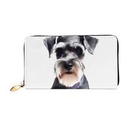 PPTHSNVB Portefeuille pour femme avec motif drapeau américain - Grande capacité - Porte-cartes de crédit - Fermeture éclair - Pochette de voyage pour femme, Schnauzer bien conçu, Taille unique
