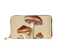PPTHSNVB Portefeuille pour femme avec motif drapeau américain - Grande capacité - Porte-cartes de crédit - Fermeture éclair - Pochette de voyage pour femme, Champignons comestibles vintage, Taille