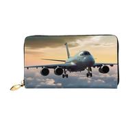 PPTHSNVB Portefeuille pour femme avec motif drapeau américain - Grande capacité - Porte-cartes de crédit - Fermeture éclair - Pochette de voyage pour femme, Avion., Taille unique, Classique