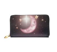 PPTHSNVB Portefeuille pour femme avec motif feuilles multicolores - Grande capacité - Porte-cartes de crédit - Fermeture éclair - Pochette de voyage pour femme, Moon Stars, Taille unique, Classique