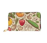 PPTHSNVB Portefeuille pour femme avec motif tournesols jaunes et papillon rouge - Grande capacité - Porte-cartes de crédit - Fermeture éclair - Pochette de voyage pour femme, Légumes fruits, Taille