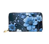 PPTHSNVB Portefeuille pour femme - Grande capacité - Porte-cartes de crédit - Fermeture éclair - Pochette de voyage pour femme, motif floral bleu, Taille unique, Classique