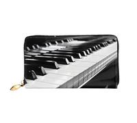 PPTHSNVB Portefeuille pour femme - Grande capacité - Porte-cartes de crédit - Fermeture éclair - Pochette de voyage pour femme, Clavier piano noir et blanc, Taille unique, Classique
