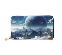 PPTHSNVB Portefeuille pour femme motif feu et eau - Grande capacité - Porte-cartes de crédit - Fermeture éclair - Pochette de voyage pour femme, Fantasy Earth, Taille unique, Classique