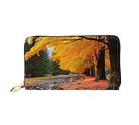 PPTHSNVB Portefeuille pour femme motif feu et eau - Grande capacité - Porte-cartes de crédit - Fermeture éclair - Pochette de voyage pour femme, Couleurs d'automne, Taille unique, Classique