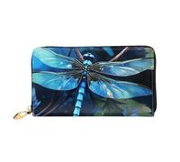 PPTHSNVB Portefeuille transparent flocon de neige pour femme, grande capacité, porte-cartes de crédit, fermeture éclair, pochette pour téléphone, sac de voyage pour femme, Libellule bleue., Taille