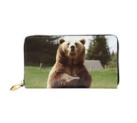 PPTHSNVB Rainbow Butterfly Portefeuille pour femme Grande capacité Porte-cartes de crédit Fermeture Éclair Pochette de voyage pour femme, Hi Bear Sit on the Lawn, Taille unique, Classique