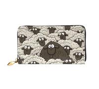 PPTHSNVB Raton laveur Portefeuille pour femme Grande capacité Porte-cartes de crédit Fermeture Éclair Pochette de voyage pour femme, Mouton noir et blanc, Taille unique, Classique