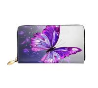 PPTHSNVB Remontée mécanique avec sapin pour femme - Portefeuille de grande capacité - Porte-cartes de crédit - Fermeture éclair - Pochette de voyage pour femme, Papillon violet, Taille unique