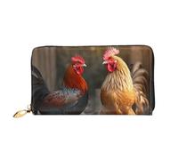 PPTHSNVB Remontée mécanique avec sapin pour femme - Portefeuille de grande capacité - Porte-cartes de crédit - Fermeture éclair - Pochette de voyage pour femme, Coq et poulet, Taille unique, Classique