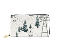 PPTHSNVB Remontée mécanique avec sapin pour femme - Portefeuille de grande capacité - Porte-cartes de crédit - Fermeture éclair - Pochette de voyage pour femme, Remontée mécanique avec sapin, Taille