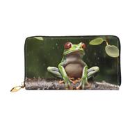 PPTHSNVB Remontée mécanique avec sapin pour femme - Portefeuille de grande capacité - Porte-cartes de crédit - Fermeture éclair - Pochette de voyage pour femme, Grenouille Peace Tree, Taille unique