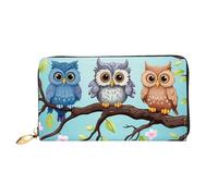 PPTHSNVB Remontée mécanique avec sapin pour femme - Portefeuille de grande capacité - Porte-cartes de crédit - Fermeture éclair - Pochette de voyage pour femme, Hiboux sur une branche, Taille unique