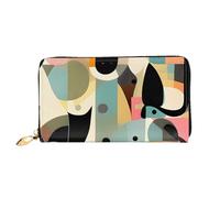 PPTHSNVB Remontée mécanique avec sapin pour femme - Portefeuille de grande capacité - Porte-cartes de crédit - Fermeture éclair - Pochette de voyage pour femme, Chat art moderne du milieu du siècle