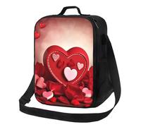 PPTHSNVB Sac à déjeuner « Happy Valentine's Day » pour femmes, hommes et adultes, sac à déjeuner isotherme, étanche, réutilisable, avec bandoulière réglable pour le travail, les voyages