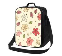 PPTHSNVB Sac à déjeuner isotherme avec joli motif floral pour femme et homme adulte - Étanche - Réutilisable - Avec bandoulière réglable - Pour le travail et les voyages