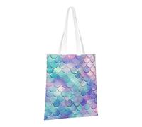 PPTHSNVB Sac fourre-tout en toile avec motif écailles de sirène pour femme, sac d'épicerie réutilisable avec poignées, sacs en tissu