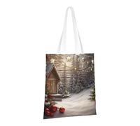 PPTHSNVB Sac fourre-tout en toile de bois de Noël pour femme, sacs d'épicerie réutilisables avec poignées, sacs en tissu, Bois de Noël, One Size