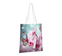 PPTHSNVB Sac fourre-tout en toile douce et fraîche avec poignées pour femme - Motif orchidée et papillon