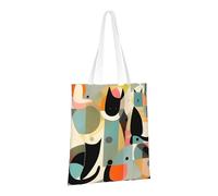 PPTHSNVB Sac fourre-tout en toile motif chat moderne du milieu du siècle pour femme, sacs d'épicerie réutilisables avec poignées, sacs en tissu