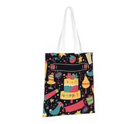 PPTHSNVB Sac fourre-tout en toile réutilisable avec poignées et inscription Happy Birthday Images pour femme