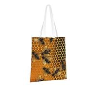 PPTHSNVB Sac fourre-tout en toile réutilisable avec poignées Motif abeilles sur la ruche pour femme