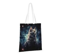 PPTHSNVB Sac fourre-tout en toile réutilisable avec poignées Motif chat dans une nébuleuse