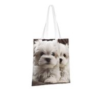 PPTHSNVB Sac fourre-tout en toile réutilisable avec poignées Motif chiot maltais