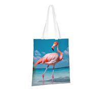 PPTHSNVB Sac fourre-tout en toile réutilisable avec poignées Motif flamant rose dans l'eau pour femme