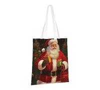 PPTHSNVB Sac fourre-tout en toile réutilisable avec poignées Motif Père Noël