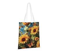 PPTHSNVB Sac fourre-tout en toile réutilisable avec poignées Motif tournesols et papillons