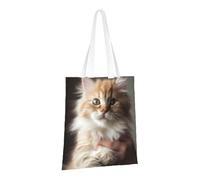 PPTHSNVB Sac fourre-tout en toile réutilisable avec poignées pour femme Motif chaton mignon