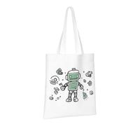 PPTHSNVB Sac fourre-tout en toile réutilisable avec poignées pour femme Motif robot ligne
