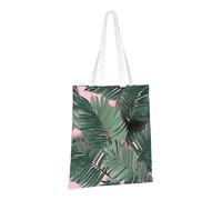 PPTHSNVB Sac fourre-tout réutilisable en toile avec poignées et feuilles de palmier vert pour femme