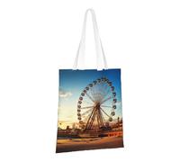 PPTHSNVB Sac fourre-tout réutilisable en toile avec poignées pour femme Motif feu et eau, Grande roue, One Size