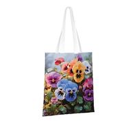 PPTHSNVB Sac fourre-tout réutilisable en toile avec poignées pour femme Motif fleurs de pensée