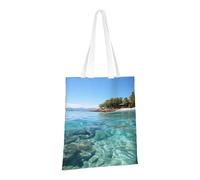PPTHSNVB Sac fourre-tout réutilisable en toile Île des Fidji et mer transparente pour femme, sacs d'épicerie avec poignées, sacs en tissu