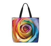 PPTHSNVB Sac fourre-tout réutilisable pour femme, sac d'épicerie, motif rose arc-en-ciel, sac à main, sac de week-end
