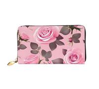 PPTHSNVB Submarine Shark Coral Portefeuille pour femme Grande capacité Porte-cartes de crédit Fermeture Éclair Pochette de voyage pour femme, Jolies roses., Taille unique, Classique